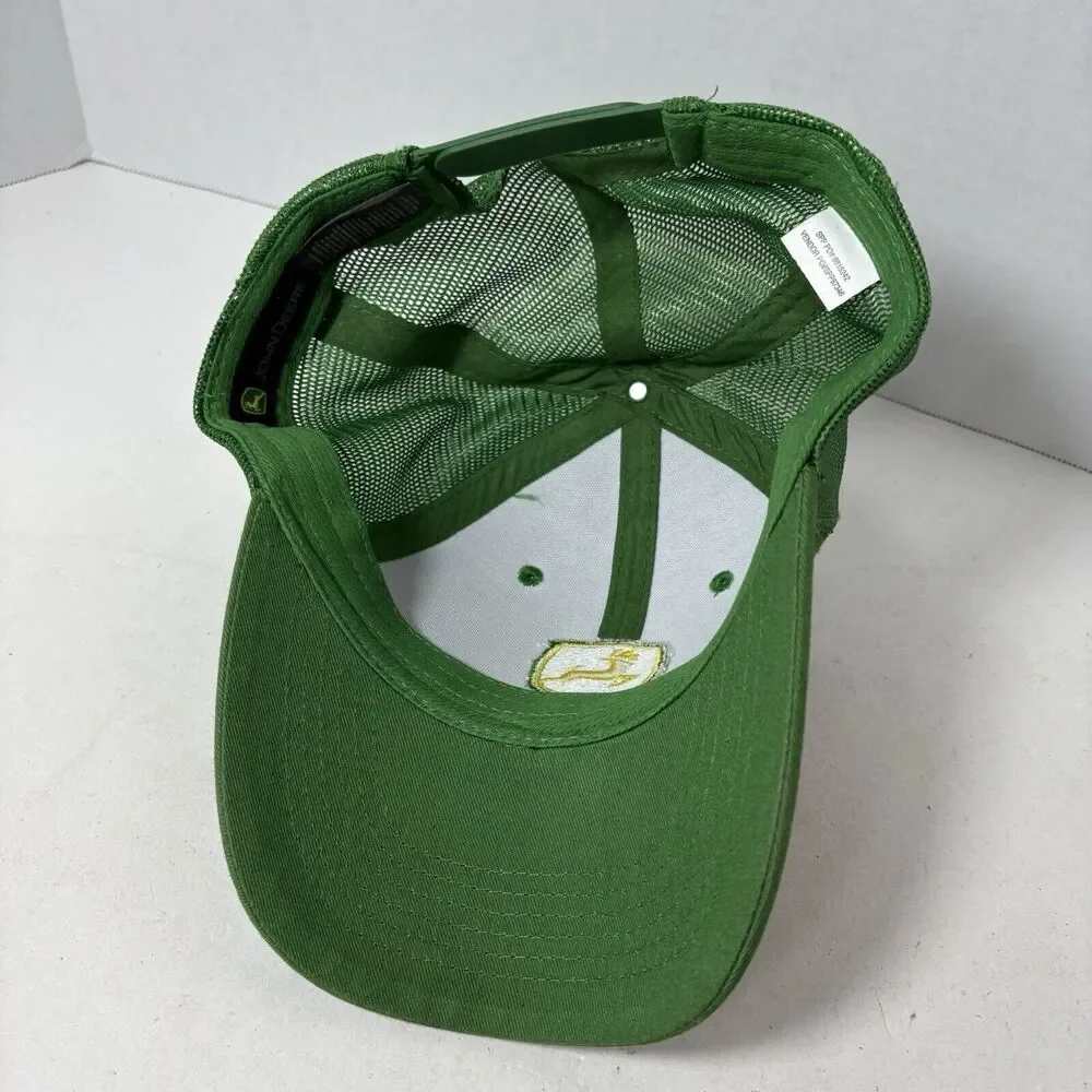 John Deere Hat Cap Adult‎ Trucker Mesh Adjustable Snapback Green Yellow Deer D3